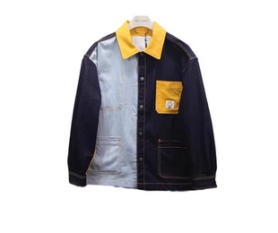 休闲长袖 中性款 拼接复古工装 JEANS男女牛仔夹克春秋时尚 外套 ABLE