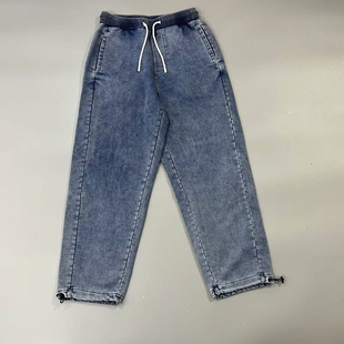 秋冬立体宽松直筒束脚复古针织牛仔长裤 ABLE JEANS男女休闲运动裤