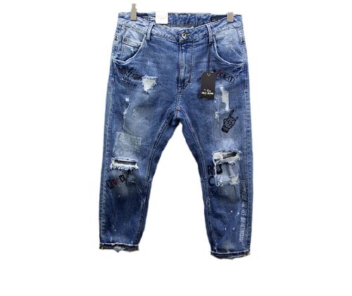 ABLEJEANS男士牛仔裤八分破洞裤