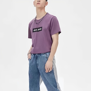 短袖 JEANS男士 T四季 新品 纯棉 新款 全棉立体印花运动休闲半袖 ABLE