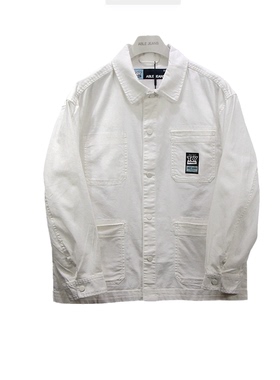 ABLE JEANS男士衬衫型夹克新品白色立体工装多口袋休闲宽松外套上