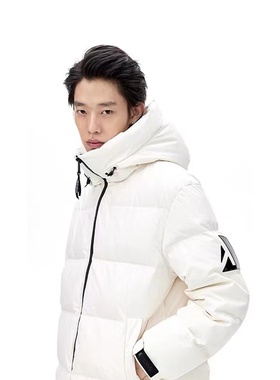 中性ABLE JEANS男士羽绒服秋冬新品白色简约时尚拉链厚羽绒衣外套