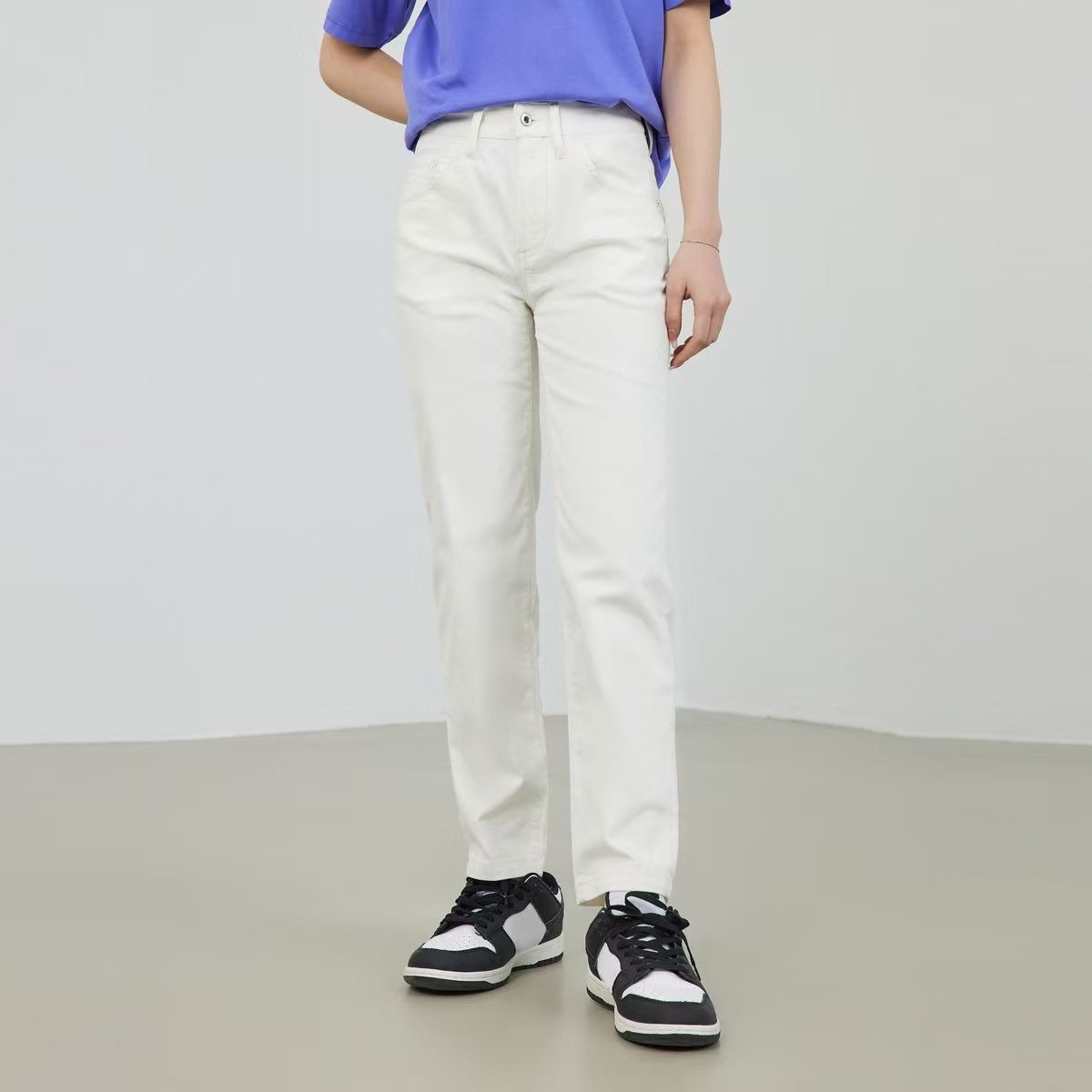 ABLEJEANS女牛仔裤白牛宽松女裤