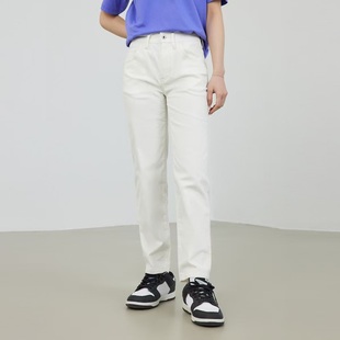 ABLE JEANS女士牛仔裤秋白色立体高腰宽松萝卜裤潮流百搭休闲女裤