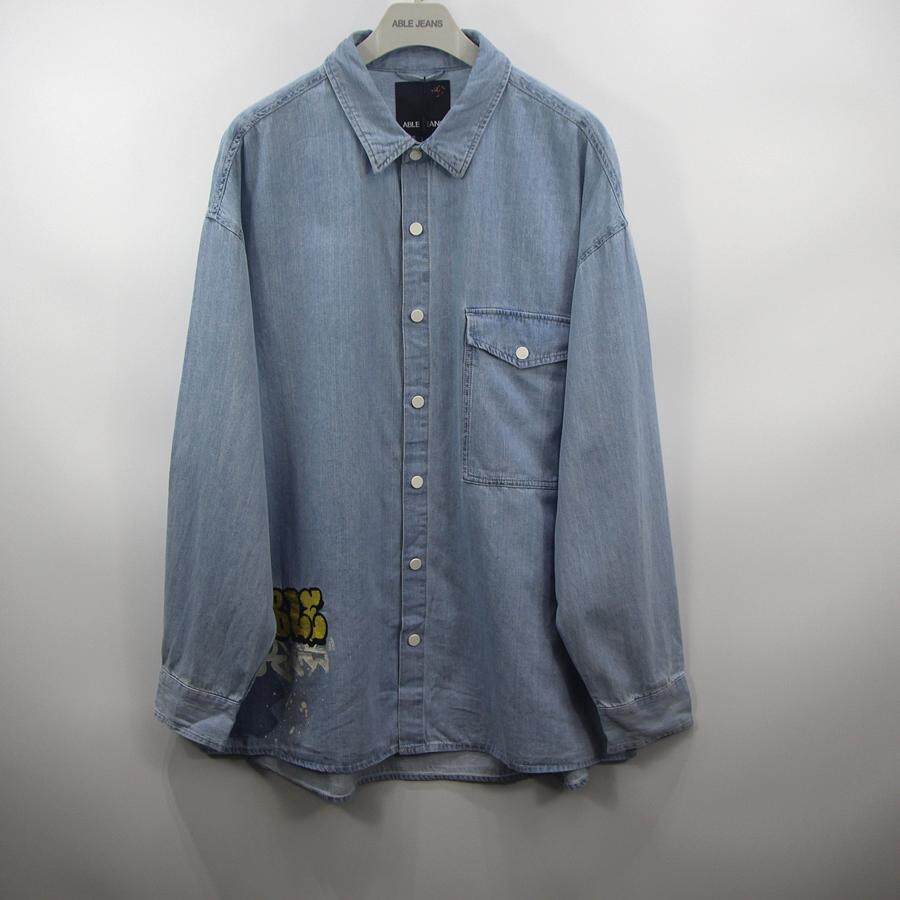 ABLEJEANS翻领长袖工装牛仔衬衫