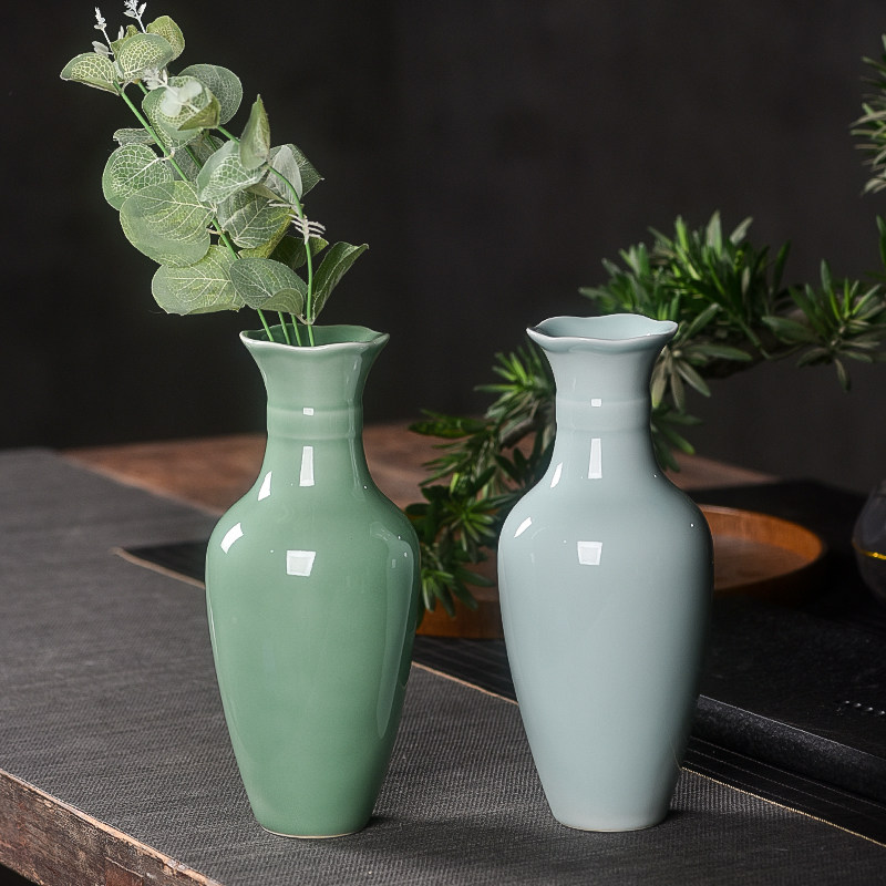 青瓷花瓶创意家居装饰品摆件莲花供奉花瓶插花器台面水培花插花瓶,家居饰品,花瓶,淘宝优惠券,粉丝福利购,淘宝优惠卷