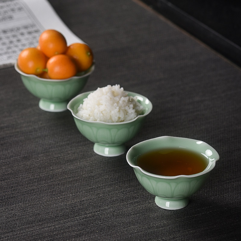 青瓷供碗供奉果盘莲花小碗中式家用佛前点心碗茶水碗佛堂摆件用品