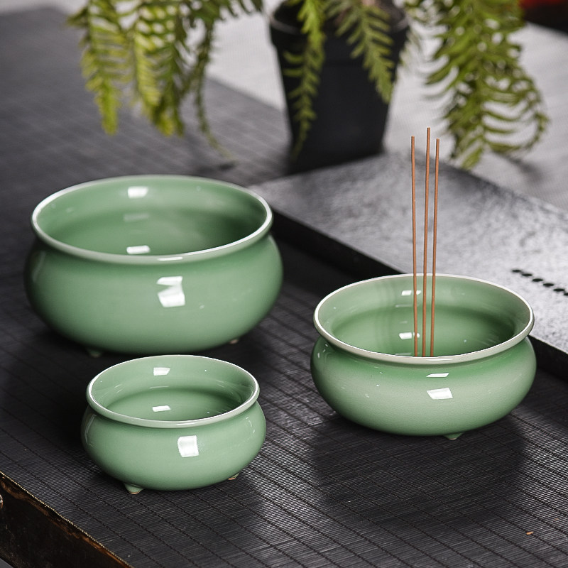 青瓷佛具三足炉上香小香炉家用供奉线香陶瓷香薰炉供佛香火插香炉,家居饰品,香薰炉,淘宝优惠券,粉丝福利购,淘宝优惠卷