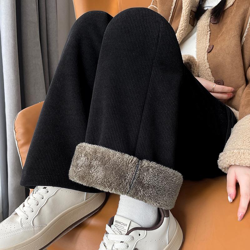 羊羔绒阔腿裤女秋冬季雪