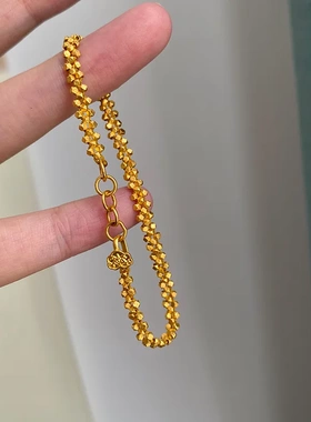 镀18k金珠手链 重工编织仿金手绳原设计大方时尚设计可调节足链