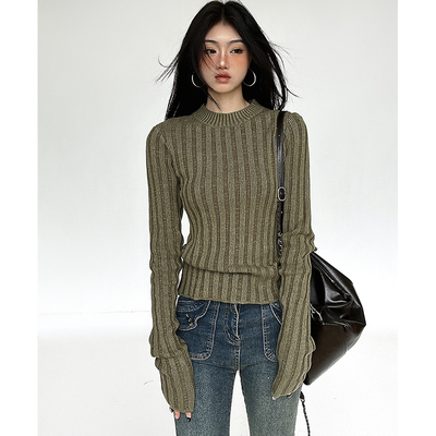 内搭小众坑条设计感秋冬毛衣上衣