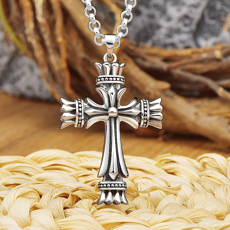 s999足银男生十字架实心高街银饰