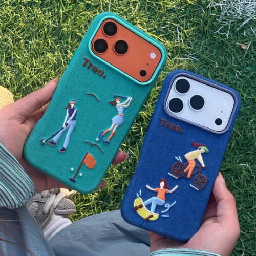 iphone刺绣手机壳刺绣磁吸运动风