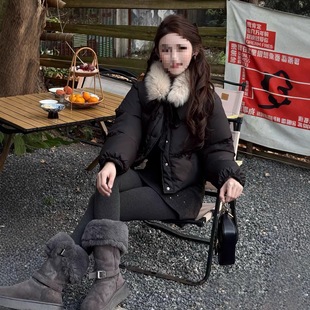 新款 羽绒棉服女2025冬季 洋气毛领加厚小个子保暖棉袄外套 短款 时尚