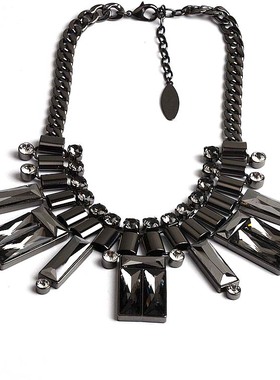 女士黑色水晶宝石短款项链