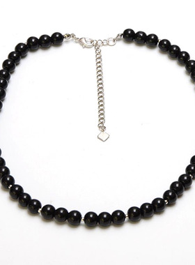 欧美气质黑色玻璃圆珠项链百搭