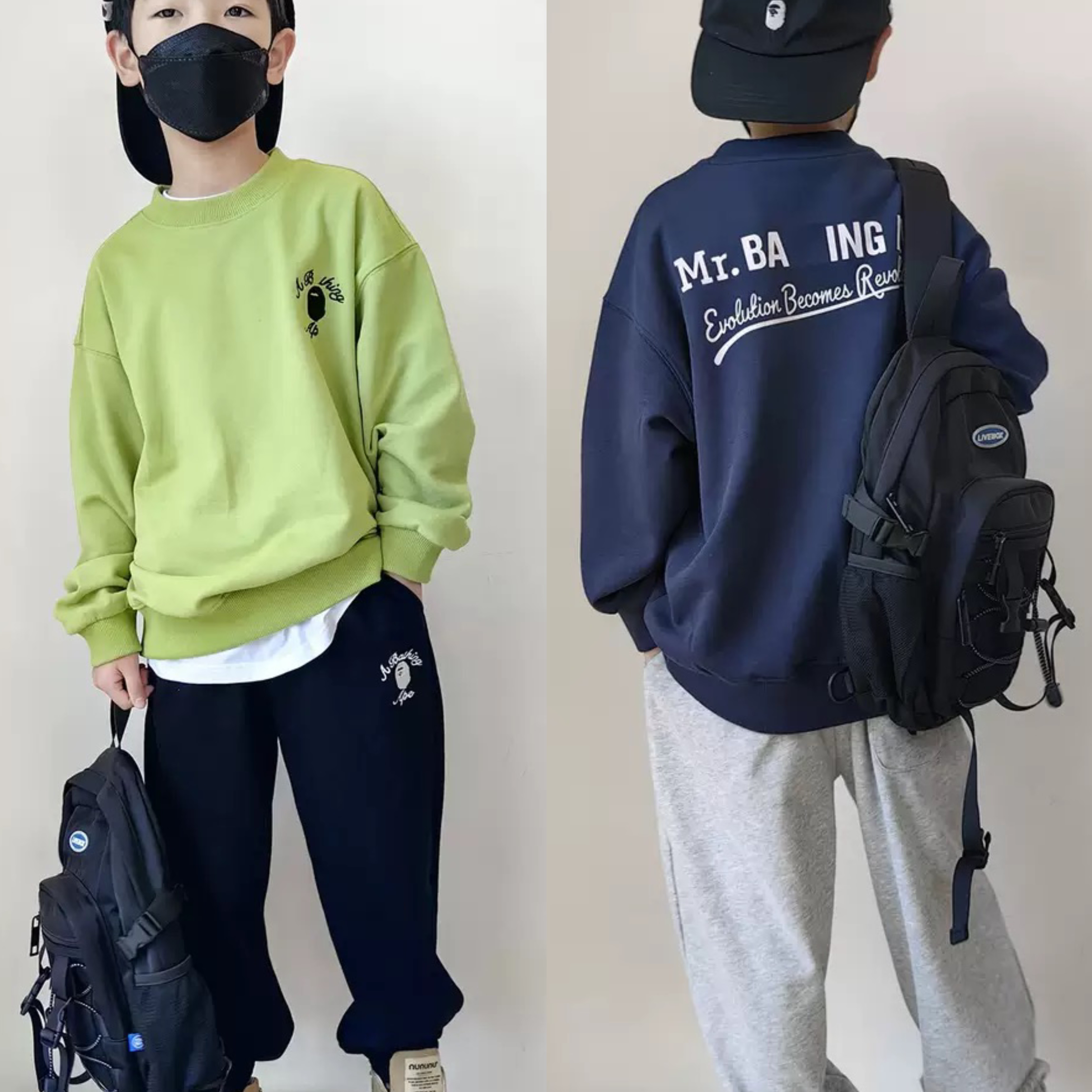 25秋冬新款男女儿童加绒运动裤休闲裤卫裤刺绣印花纯棉卫衣套装