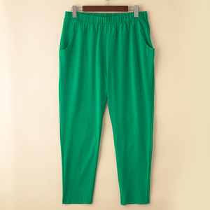 春夏薄款加肥加大码胖MM女裤女士高弹力宽松女九分裤休闲裤200斤