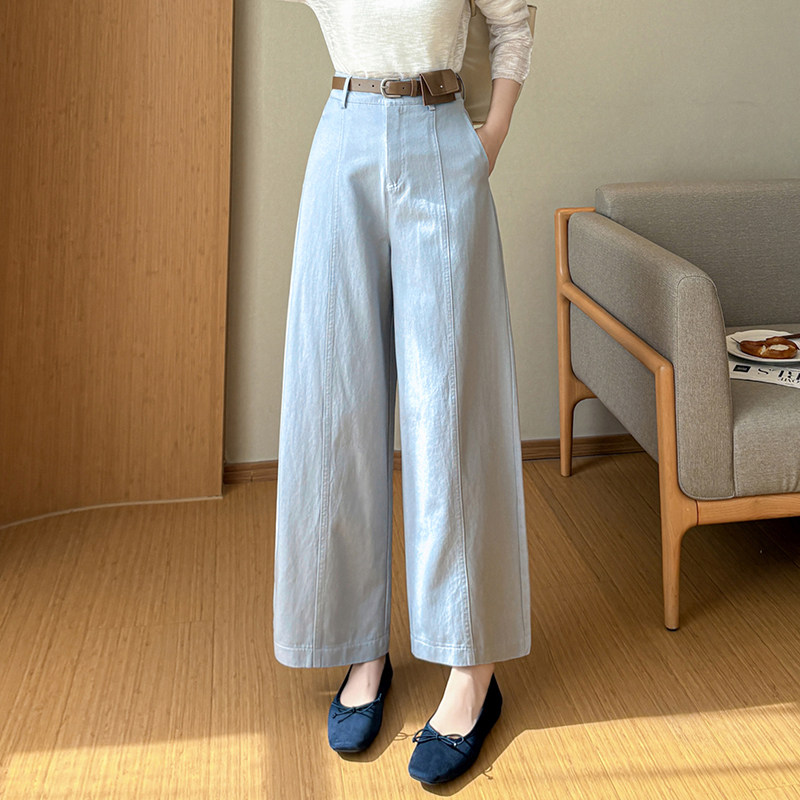 2026年春夏新款时尚设计感高腰长裤宽松百搭阔腿直筒九分休闲裤女,女装/女士精品,休闲裤,淘宝优惠券,粉丝福利购,淘宝优惠卷