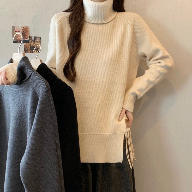 大码女装2025秋冬新款胖MM高领插肩袖下摆流苏长袖套头针织衫毛衣,女装/女士精品,大码内搭,淘宝优惠券,粉丝福利购,淘宝优惠卷