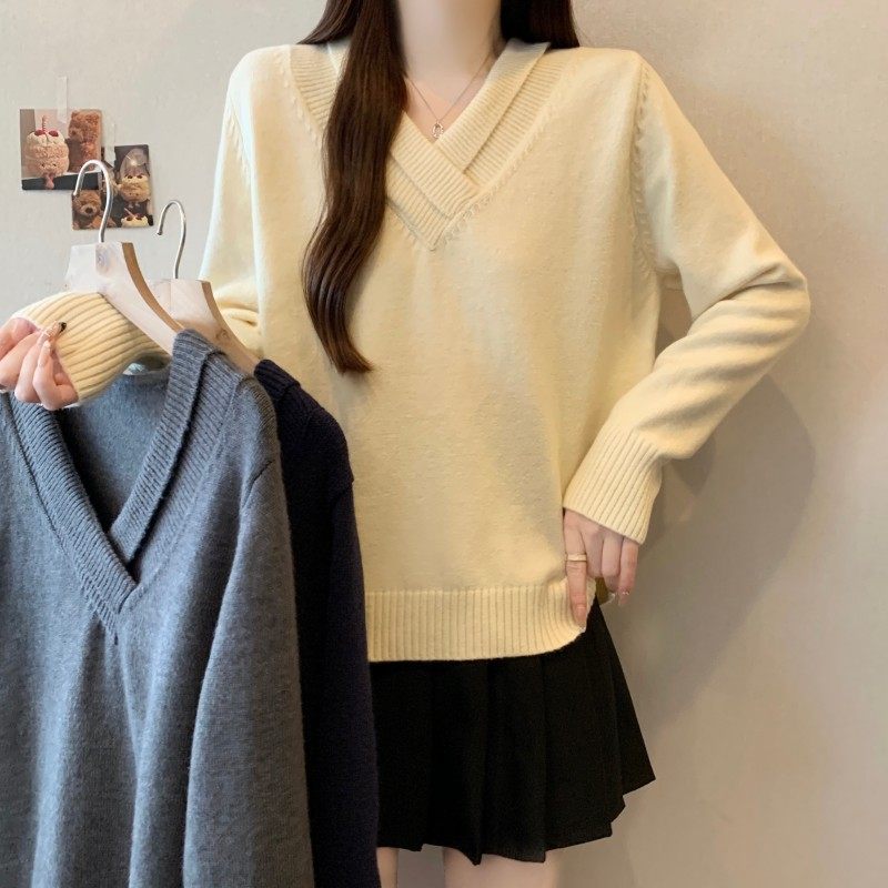 大码女装2025秋冬新款胖MM时尚设计感V领简约正肩长袖上衣毛衣潮,女装/女士精品,大码内搭,淘宝优惠券,粉丝福利购,淘宝优惠卷