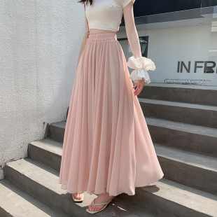 2026年春夏新款 雪纺半身裙百褶大摆裙沙滩海边度假裙波西米亚女裙