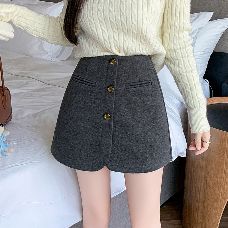 2025秋冬新款毛呢排扣短裙裤半身裙裤毛呢a字呢子短裤阔腿裤裙女,女装/女士精品,休闲裤,淘宝优惠券,粉丝福利购,淘宝优惠卷