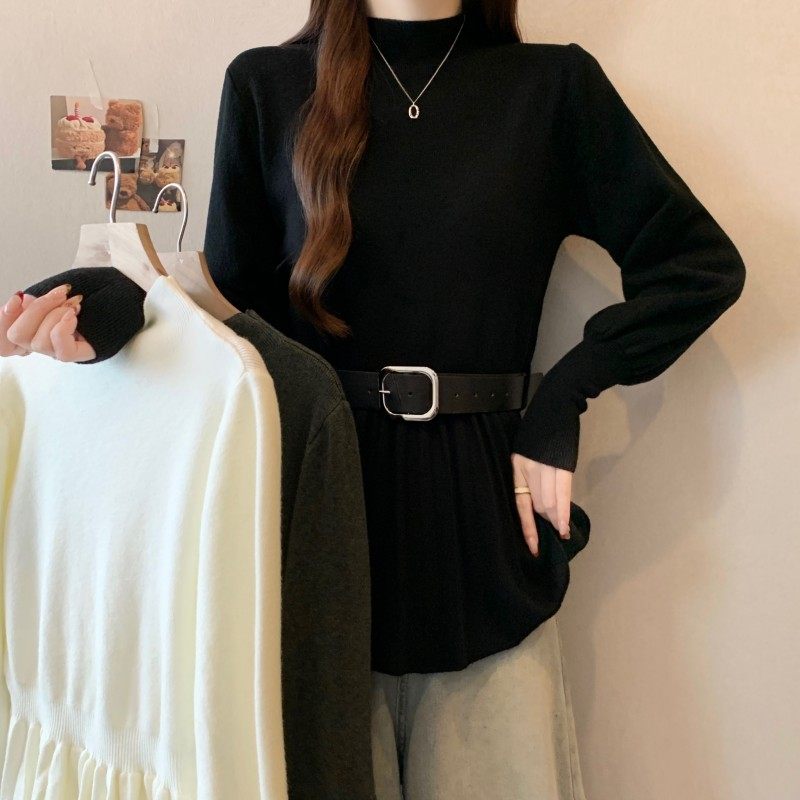 大码女装2025秋冬新款胖MM中领收腰皮带百褶正肩长袖套头上衣毛衣,女装/女士精品,大码内搭,淘宝优惠券,粉丝福利购,淘宝优惠卷