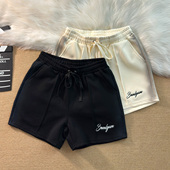 轻奢潮牌宽松喷脏刺绣字母四分裤 子嘻哈 篮球裤 休闲运动中裤 男短裤