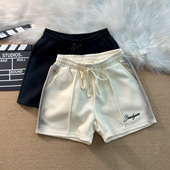 轻奢潮牌宽松喷脏刺绣字母四分裤 子情侣 篮球裤 休闲运动中裤 男短裤