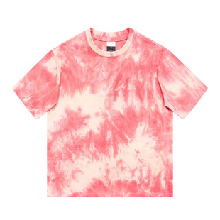 新款 T恤男女同款 夏季 潮流宽松百搭休闲上衣复古风 潮t扎染纯棉短袖