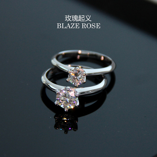 正品 进口莫桑石钻戒纯银1克拉D色带证书支持鉴定通勤日常求婚戒指