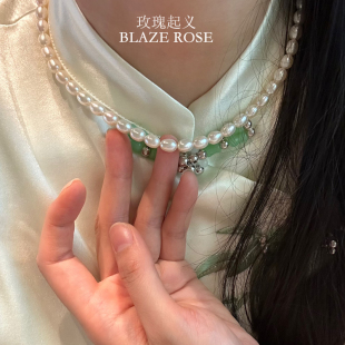 原创设计镜面强光天然淡水水滴珍珠项链几乎无瑕高档礼物精致纯银