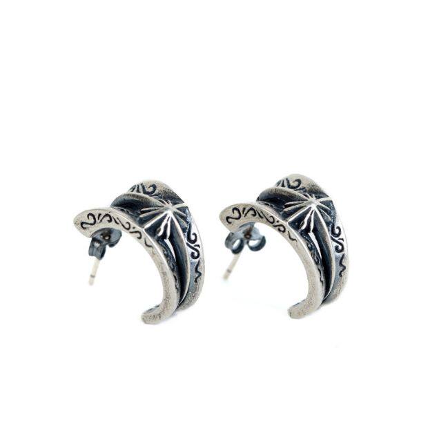 新品蔓藤花图腾S925纯银耳钉欧美男个性复古耳环情侣饰品韩时尚女