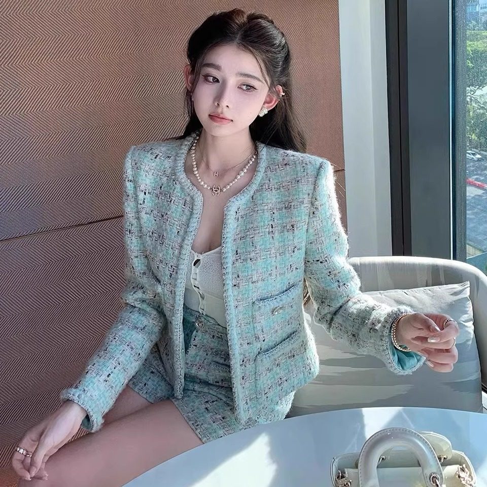 法式小香风套装重工气质千金粗花呢编织外套短裤高级感名媛两件套,女装/女士精品,时尚套装,淘宝优惠券,粉丝福利购,淘宝优惠卷