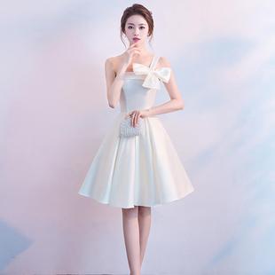 2024抹胸女白色短款轻奢小众高级感平时可穿生日成人礼伴娘小晚服