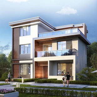 现代别墅设计图纸三层农村宅基地自建房子经济型平顶房设计图