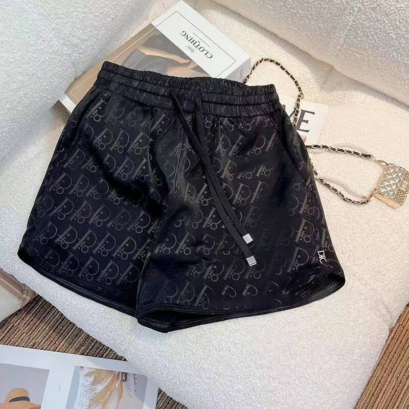 印花醋酸冰丝阔腿热裤女2026夏季薄款松紧系带显瘦休闲运动短裤潮