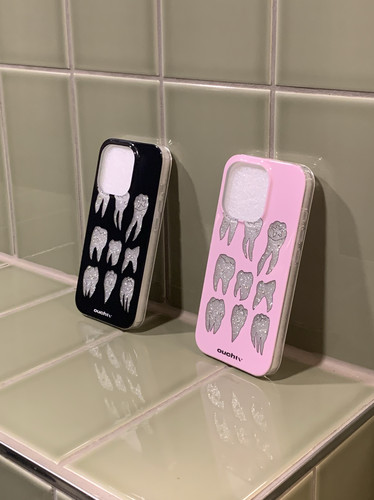 推荐Ouchtv原创设计｜时髦感小众原创手绘双层镶钻少女感适用于iphone15手机壳