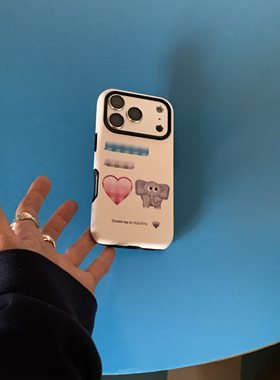 OuchTV原创设计磁吸时髦格子渐变马赛克可爱小象爱心手机壳iphone17系列17promax