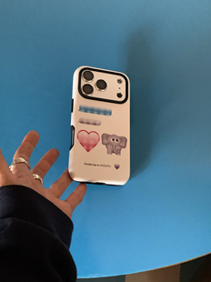 OuchTV原创设计磁吸时髦格子渐变马赛克可爱小象爱心手机壳iphone17系列17promax