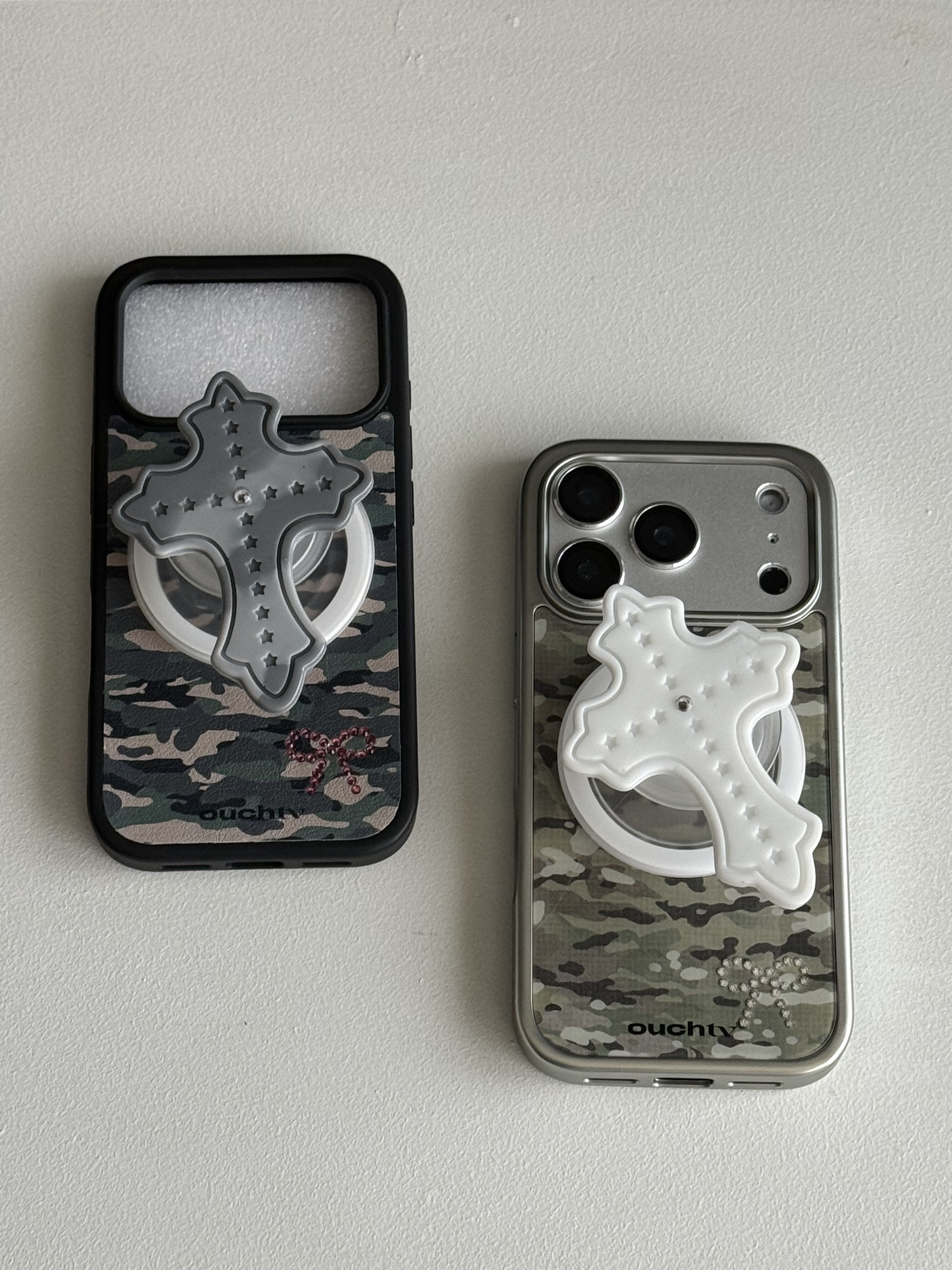 OuchTV原创设计时髦迷彩元素镶钻蝴蝶结pc皮料磁吸手机壳iphone17promax,3C数码配件,手机保护套/壳,淘宝优惠券,粉丝福利购,淘宝优惠卷