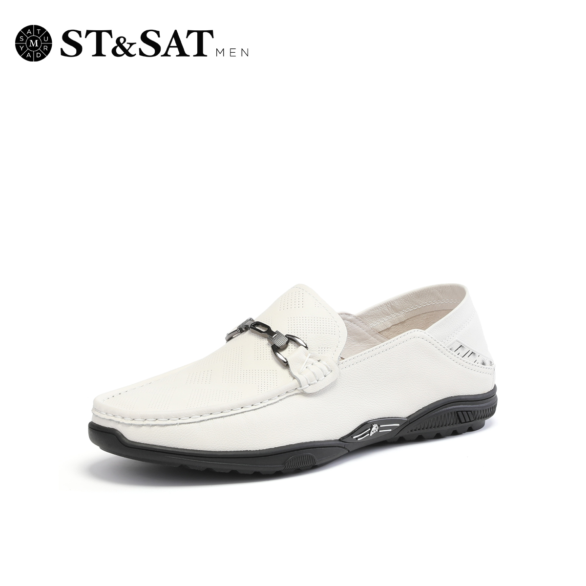 星期六牛皮软底休闲乐福鞋男