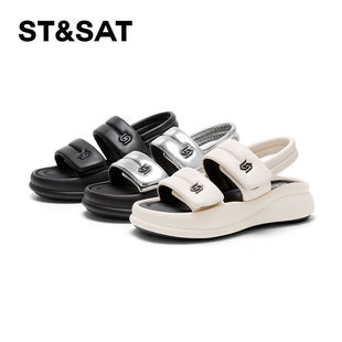 女SSC2115B60 魔术贴外穿休闲沙滩厚底露趾凉鞋 St&Sat 星期六新款