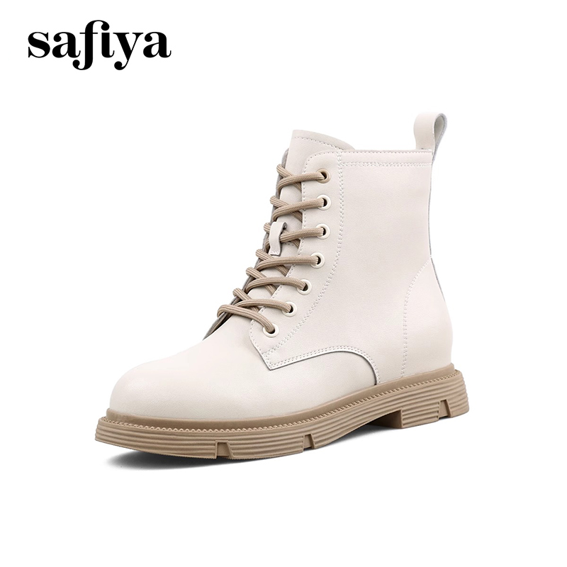 索菲娅加绒保暖厚底系带马丁靴