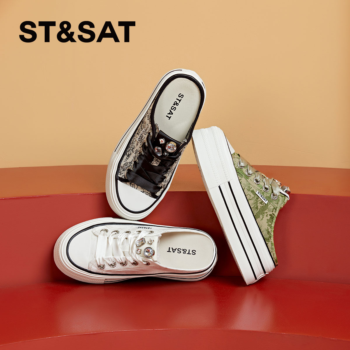 星期六拼色厚底一脚蹬舒适单鞋女