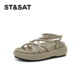 St&Sat 女SSC2115C6L 细带一字扣增高厚底罗马凉鞋 星期六夏季 新款