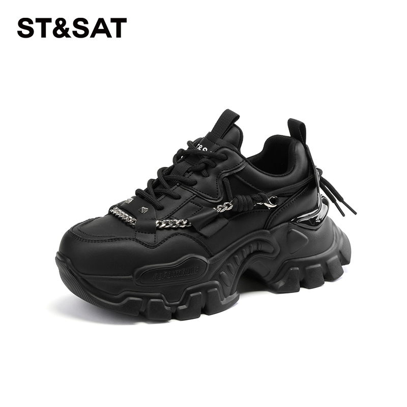 星期六厚底增高系带休闲老爹鞋