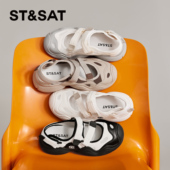 圆头增高厚底一字带休闲凉鞋 St&Sat 星期六春夏新款 女SSC1111B37