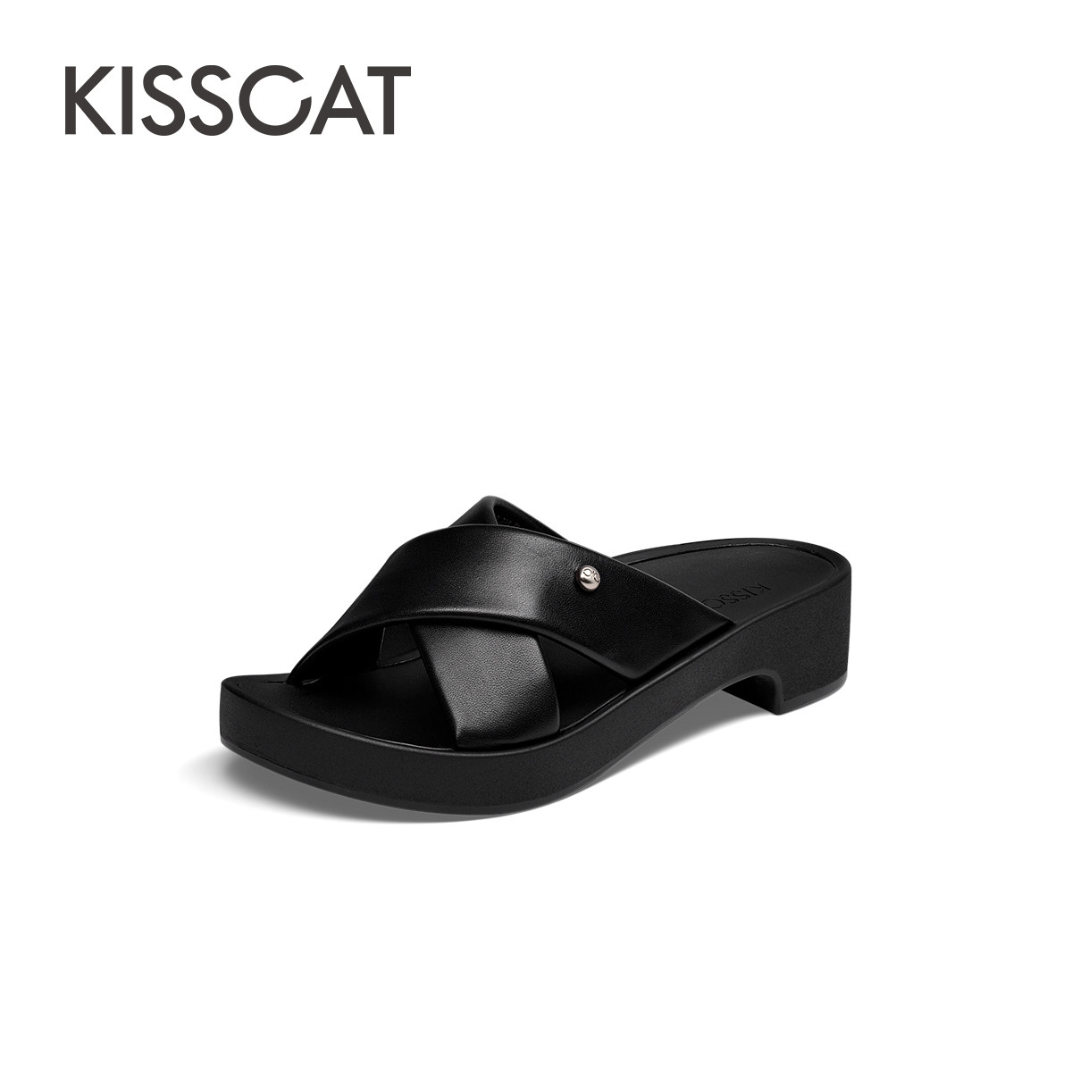 KISS CAT/接吻猫夏季厚底外穿沙滩一字勃肯凉拖鞋女KA54322-11